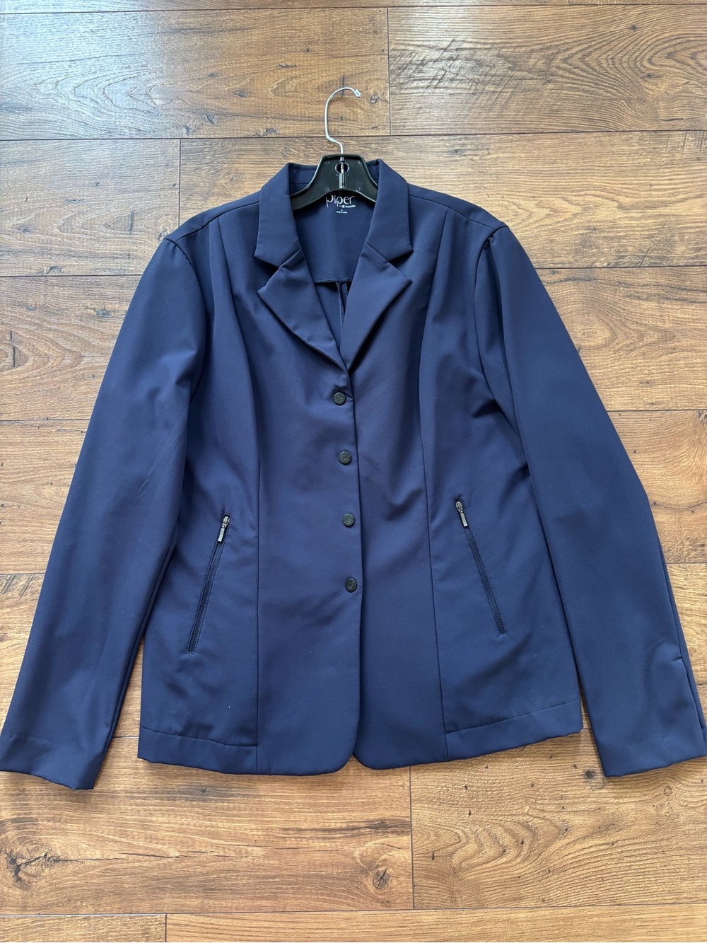 Navy Hunt Coat with Zip Pockets - Piper